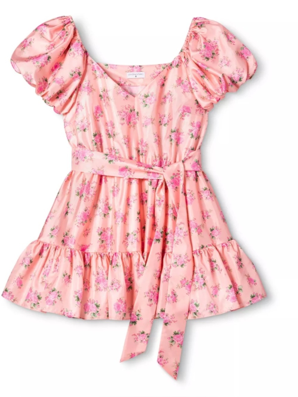 LoveShackFancy Rose-Print Pink Satin Blouse